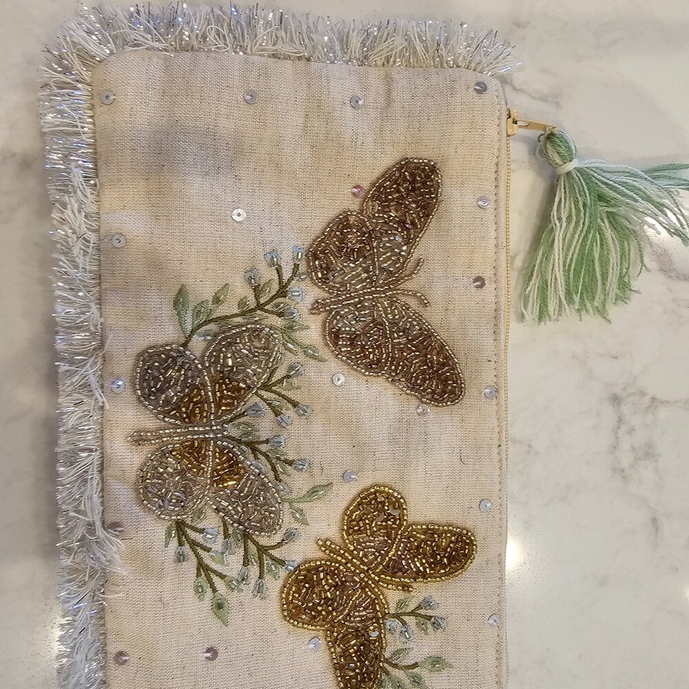Embroidered clutch bag